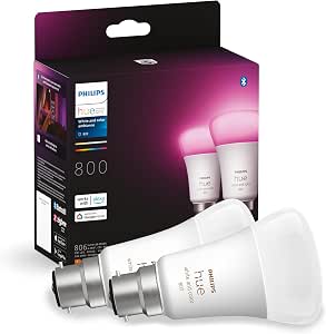 Philips Hue White and Colour Ambience Personal Wireless Lighting Twin Pack Bulbs B22